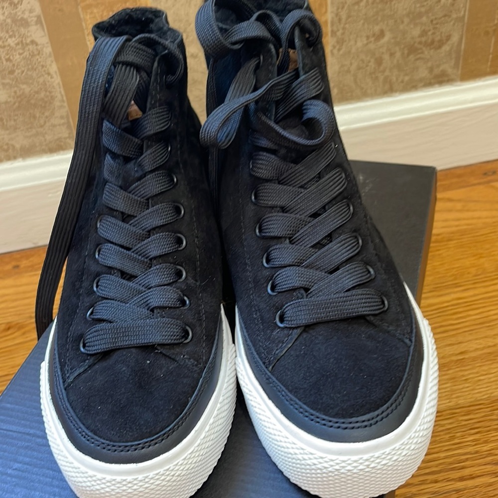 Rag and Bone Size 6 Black Suede High Top with Black Shearling Lining